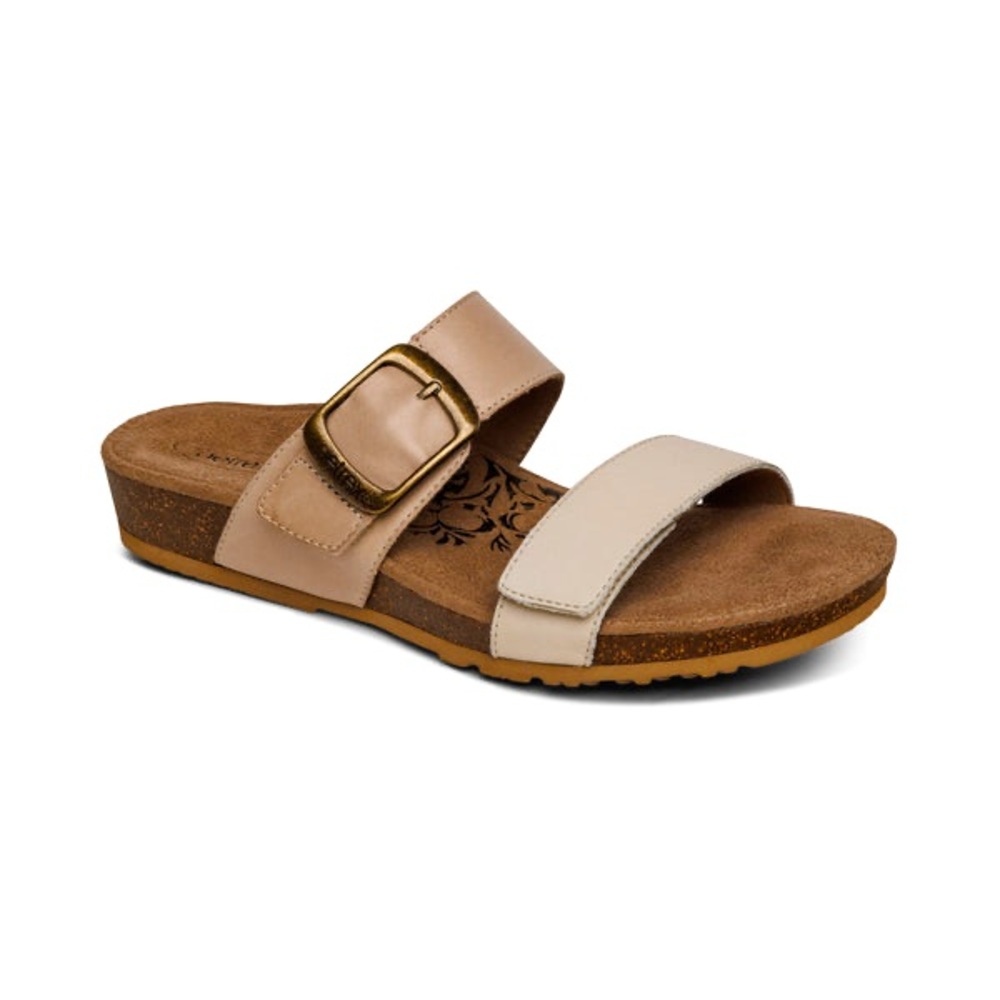 Aetrex Daisy adjustable slide in ivory